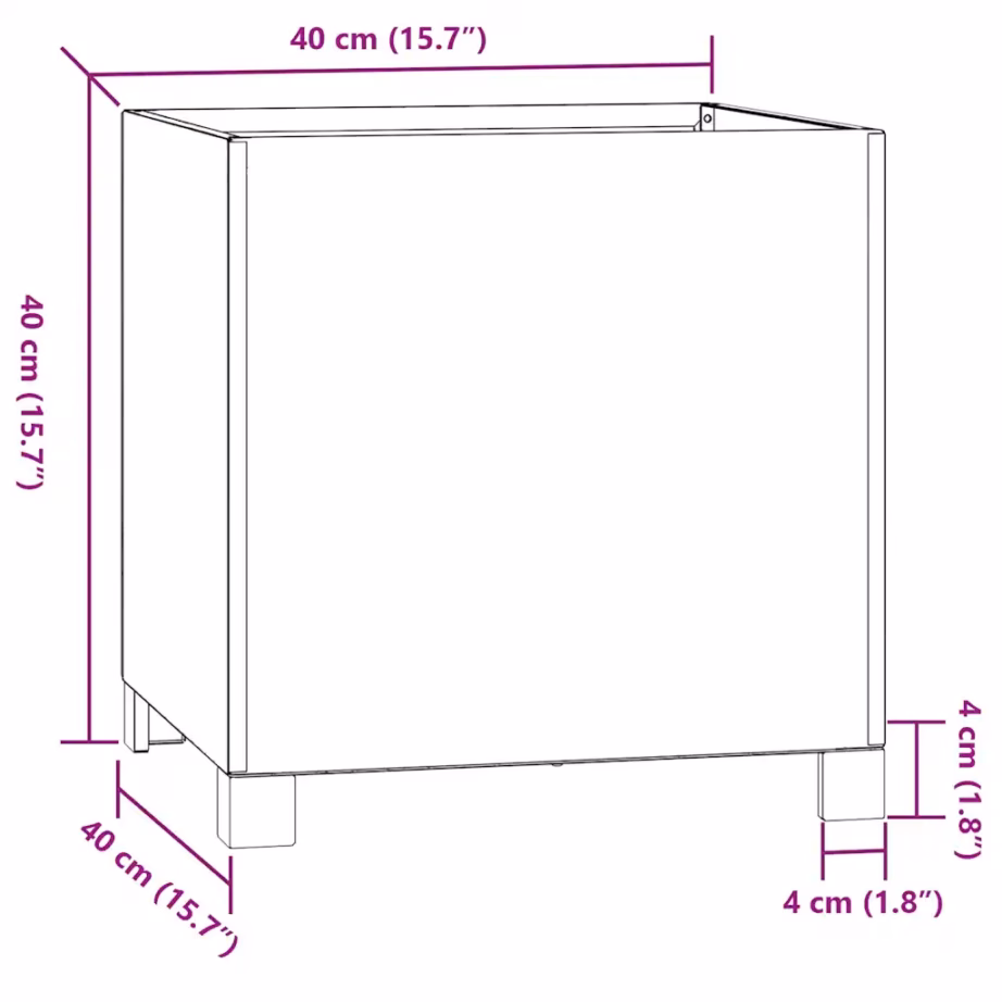 Jalgadega taimekastid Corten-terasest, 2 tk, roostes, 40 x 40 x 40 cm – 12