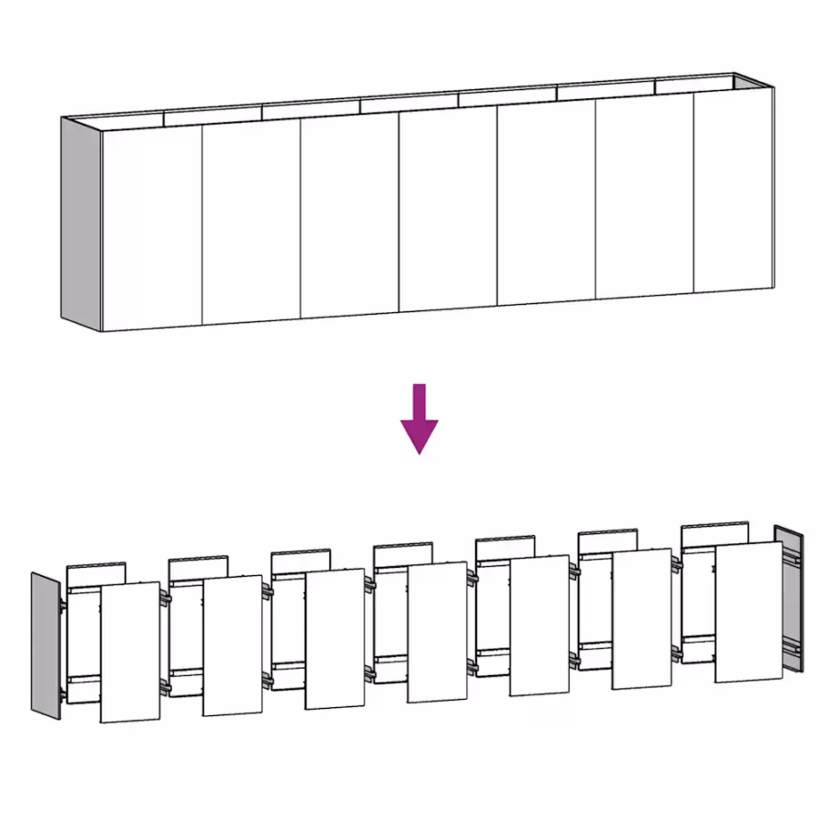 Corten-terasest taimekast, roostes, 280 x 40 x 80 cm – 6