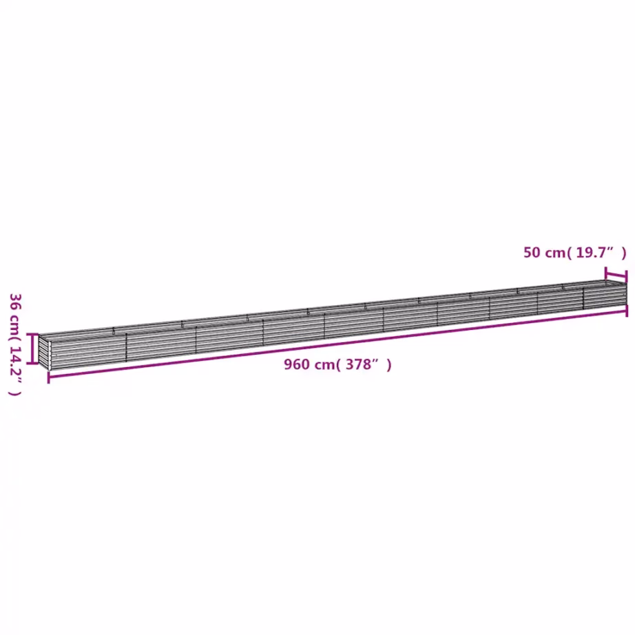 Corten-terasest taimekast aeda, roostes, 960 x 50 x 36 cm – 7