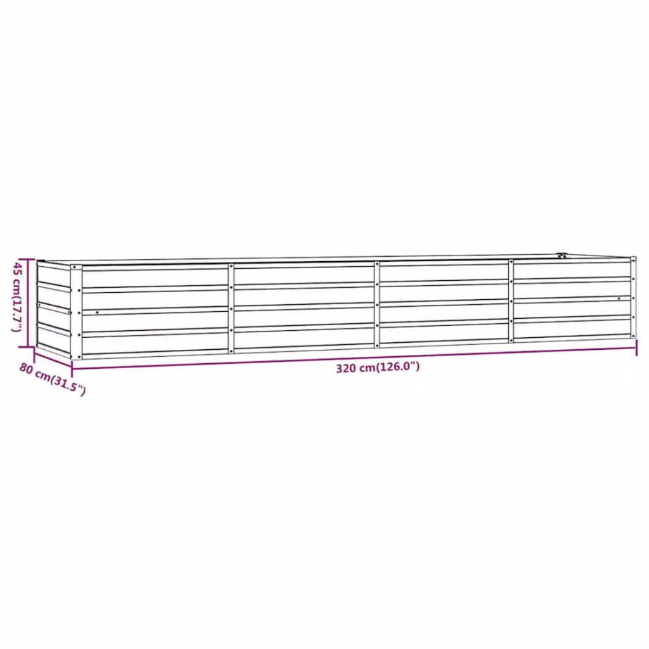 Corten-terasest aia taimekast, roostevärvi, 320 x 80 x 45 cm – 8