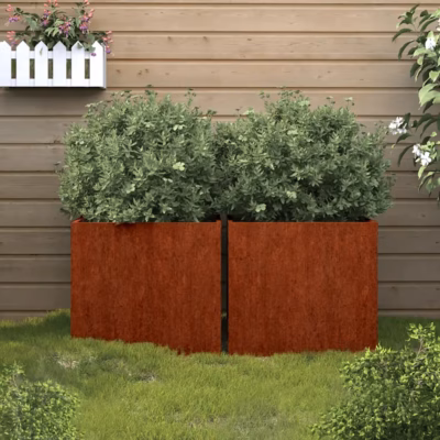 Corten terasest taimekastid, 2 tk, roostes pruun, 32 x 30 x 29 cm