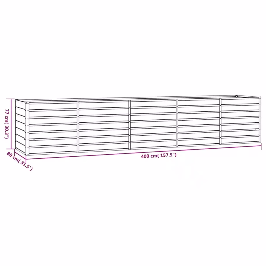 Aia taimekast Corteni terasest, roostevärvi, 400 x 80 x 77 cm – 8