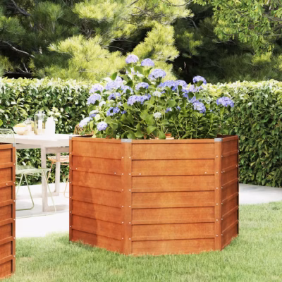 Corteni terasest kuusnurkne taimekast, roostes, 129 x 129 x 77 cm