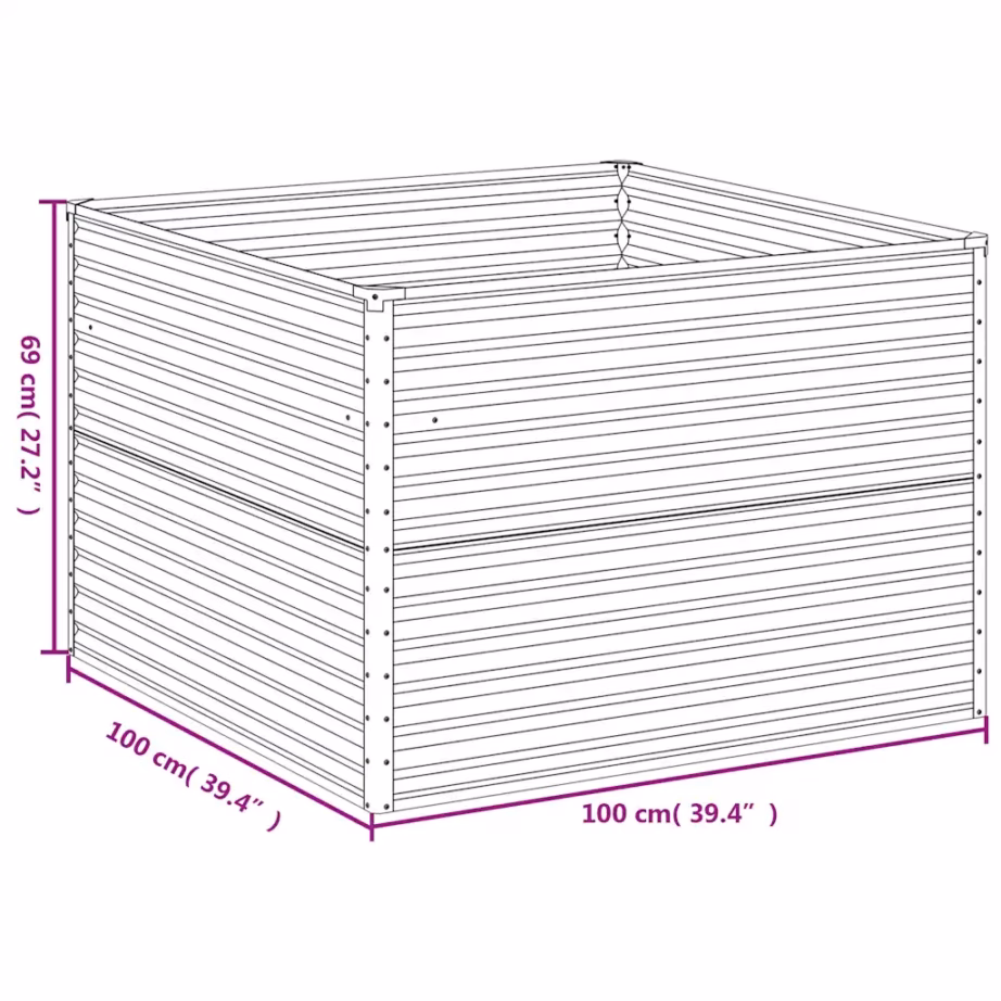 Corteni terasest taimekast, roostevärvi, 100 x 100 x 69 cm – 7