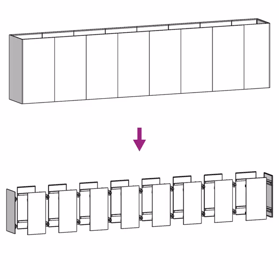 Aia taimekast Corteni terasest, roostes, 360 x 40 x 80 cm – 6