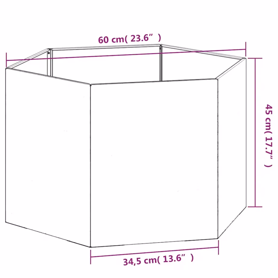 Corteni terasest taimekast, roostevärvi, 60 x 60 x 45 cm – 12