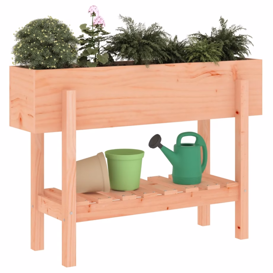 Kõrgendatud taimelava ebatsuugapuidust, riiuliga, 101 x 30 x 69 cm – 3