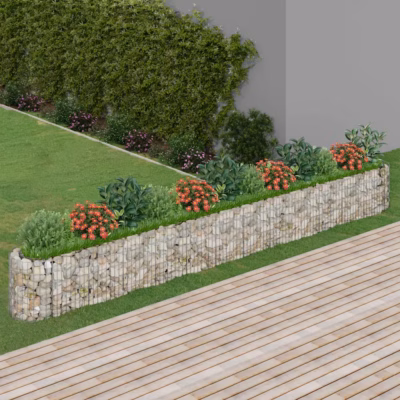 Gabioon-taimelava tsingitud rauast, hõbedane, 470 x 50 x 50 cm