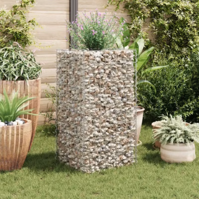 Gabioon-taimelava tsingitud terasest, hõbedane, 50 x 50 x 100 cm