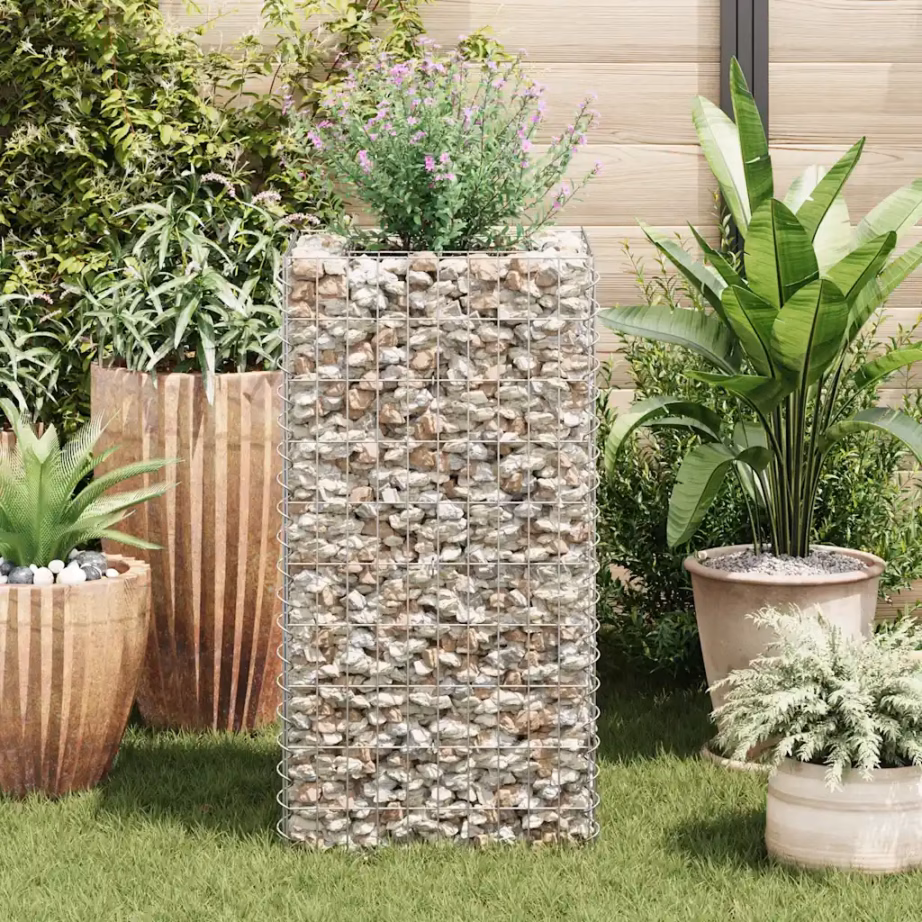 Gabioon-taimelava tsingitud terasest, hõbedane, 50 x 50 x 100 cm – 4