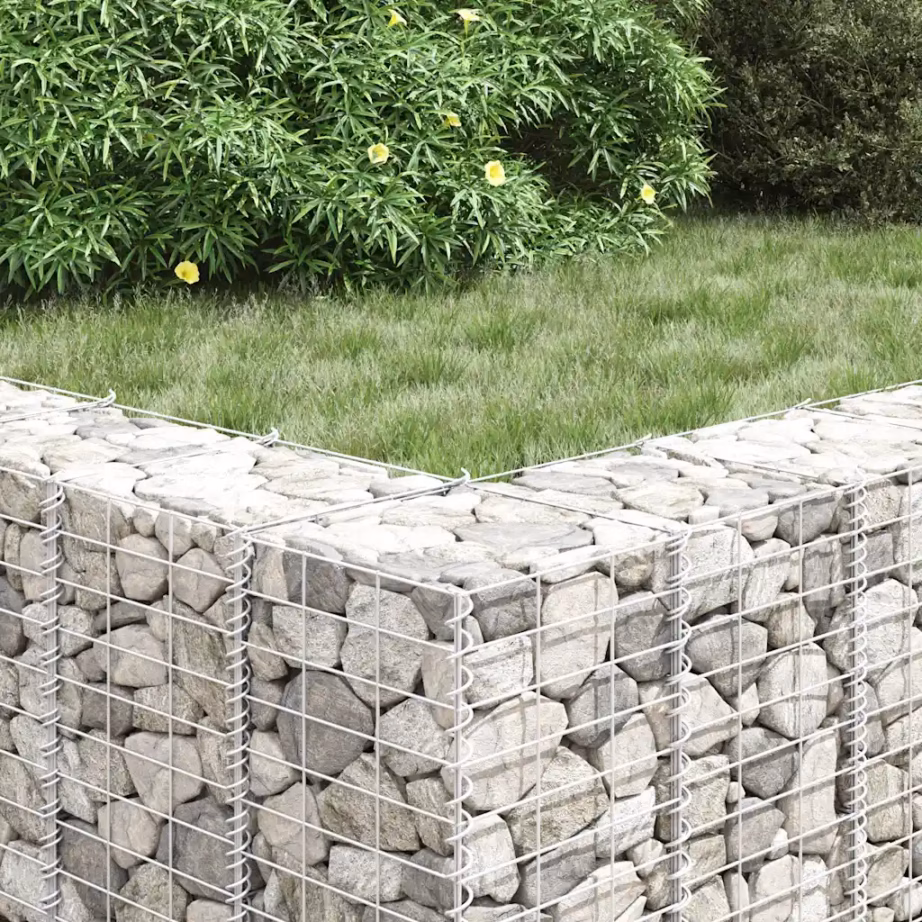 Gabioon-taimelavade komplekt, 4 tk, hõbedane raud, 30 x 30 x 50–200 cm – 3