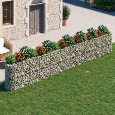 Gabioonist taimelava aeda, hõbedane tsingitud raud, 610 x 50 x 100 cm