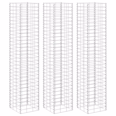 Gabioonpostid kivitäiteks, 3 tk, hõbedane raud, 30 x 30 x 200 cm