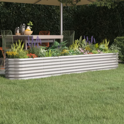 Galvaniseeritud terasest aia taimelava, ovaalne, hõbedane, 260 x 40 x 36 cm