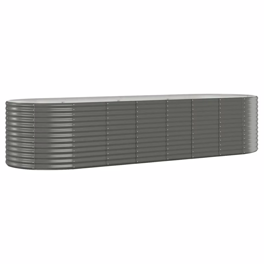 Ovaalne aia taimelava galvaniseeritud terasest, hall, 322 x 100 x 68 cm - 2