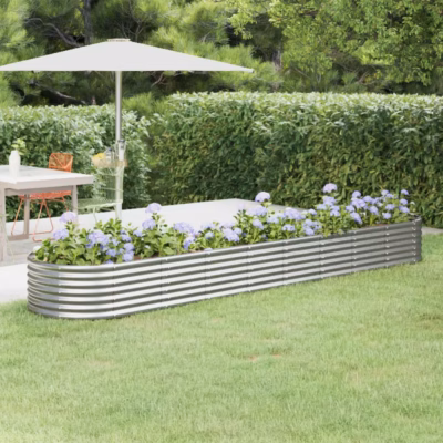 Aia taimelava ovaalne, galvaniseeritud teras, hõbedane, 368 x 80 x 36 cm