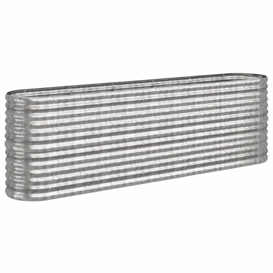 Ovaalne aia taimekast, galvaniseeritud teras, hõbedane, 224 x 40 x 68 cm – 2