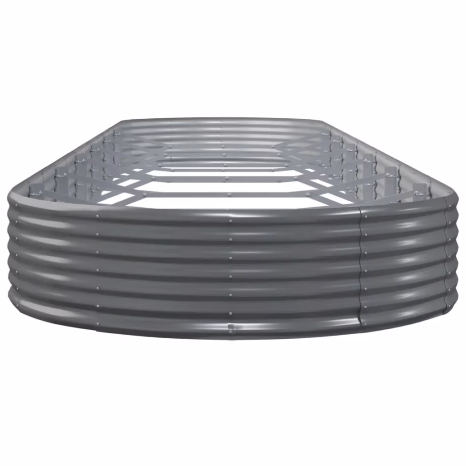 Ovaalne aia taimelava galvaniseeritud terasest, hall, 600 x 140 x 36 cm - 4