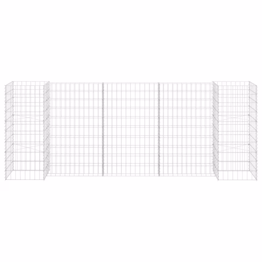 H-kujuline gabioon-taimekast, hõbedane terastraat, 260 x 40 x 100 cm – 3