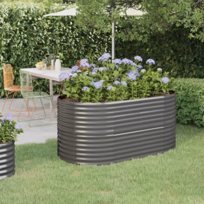 Hall ovaalne aia taimelava, galvaniseeritud teras, 152 x 80 x 68 cm