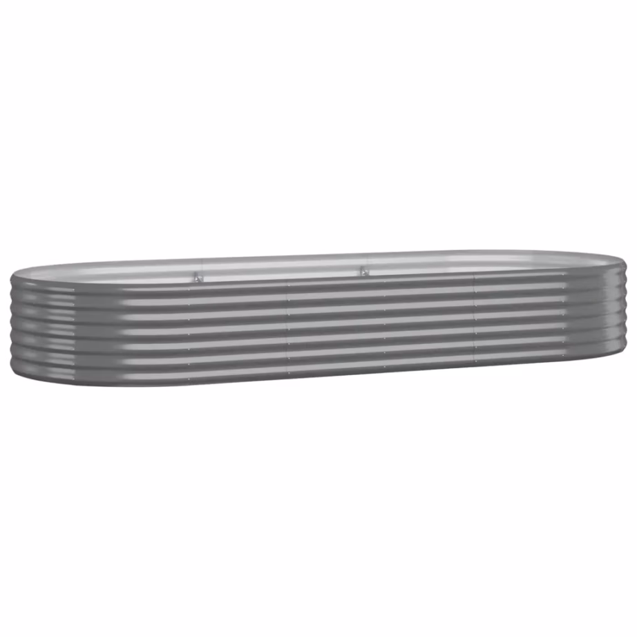 Ovaalne aia taimelava galvaniseeritud terasest, hall, 249 x 100 x 36 cm – 2