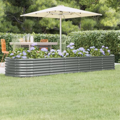 Hall galvaniseeritud aia taimelava, ovaalne, 296 x 80 x 36 cm