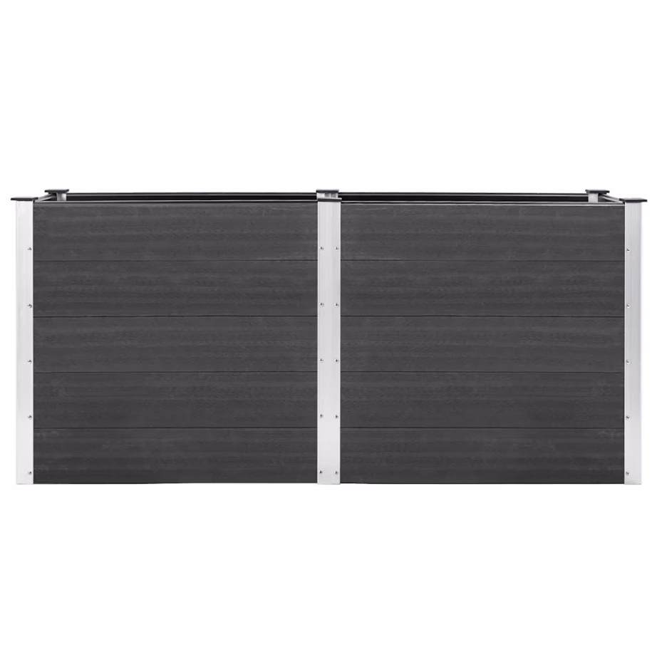 Kõrgendatud taimelava aeda, hall WPC ja teras, 200 x 50 x 91 cm – 3