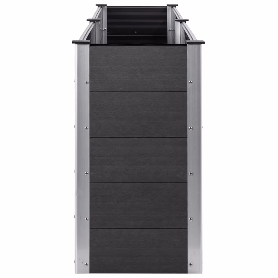 Kõrgendatud taimelava aeda, hall WPC ja teras, 200 x 50 x 91 cm – 4