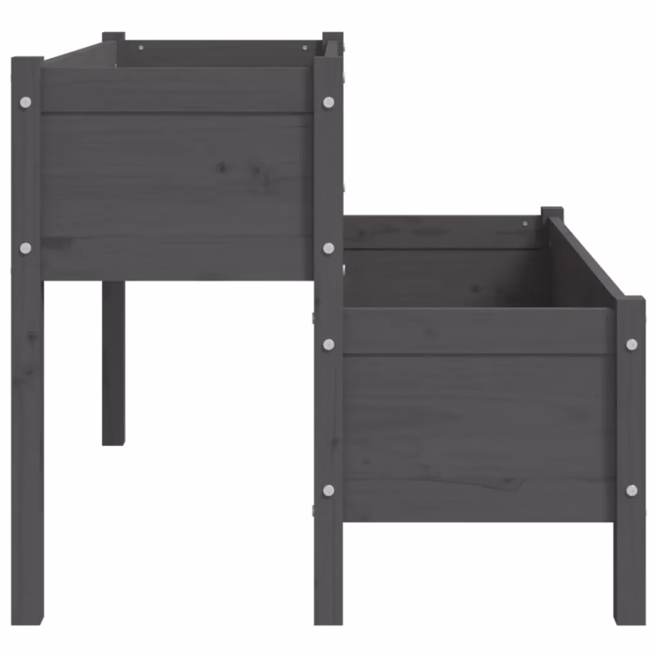 Kahetasandiline taimekast rõdule ja aeda, hall männipuit, 110 x 84 x 75 cm – 6