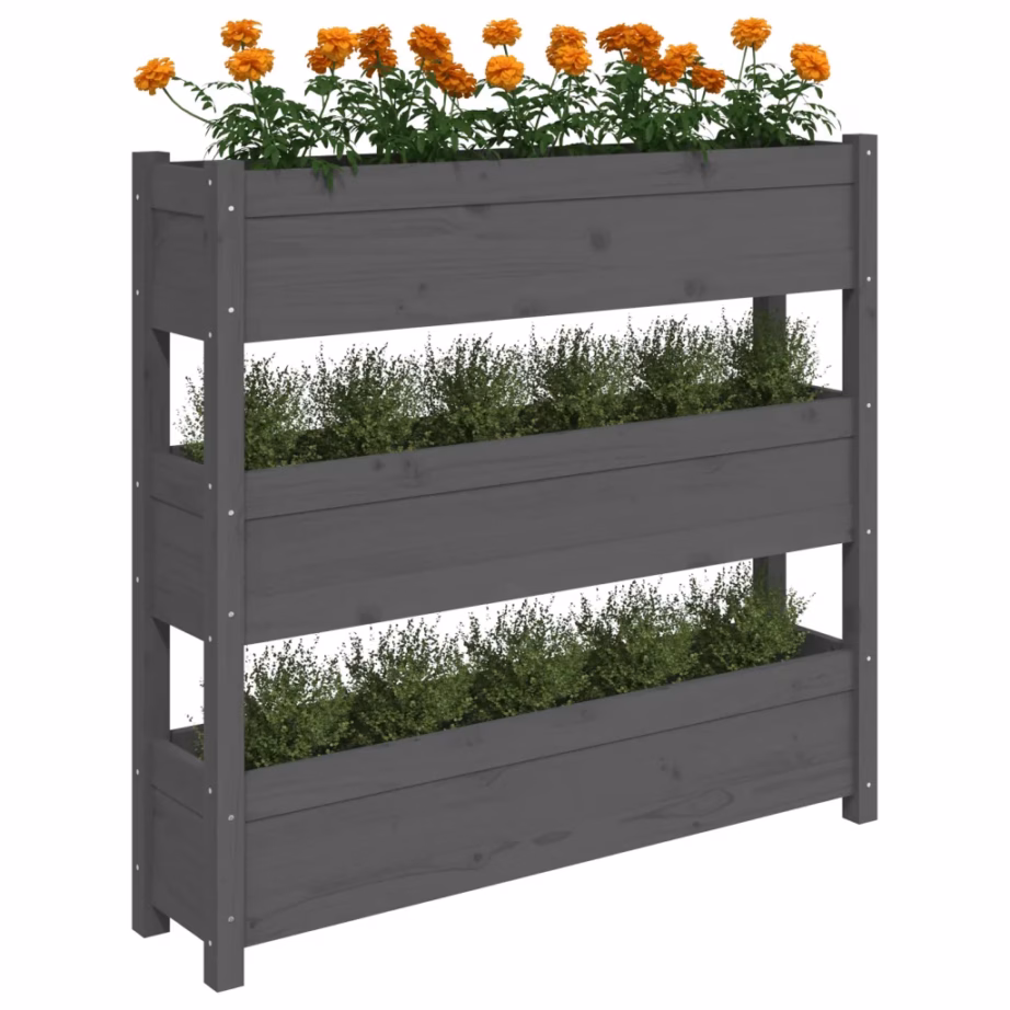 Kolmetasandiline hall taimekast naturaalsest männipuidust, 112 x 25 x 104,5 cm – 4