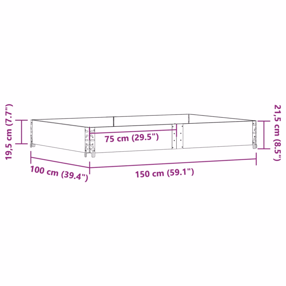 Virnastatav hall männipuidust aia taimekast, 150 x 100 x 21,5 cm – 7