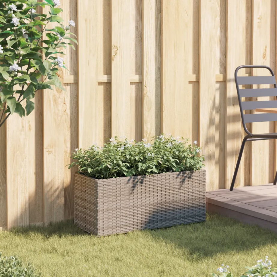 Hall polürotangist taimekast 2 riidest kotiga, 72 x 30 x 32 cm – 3