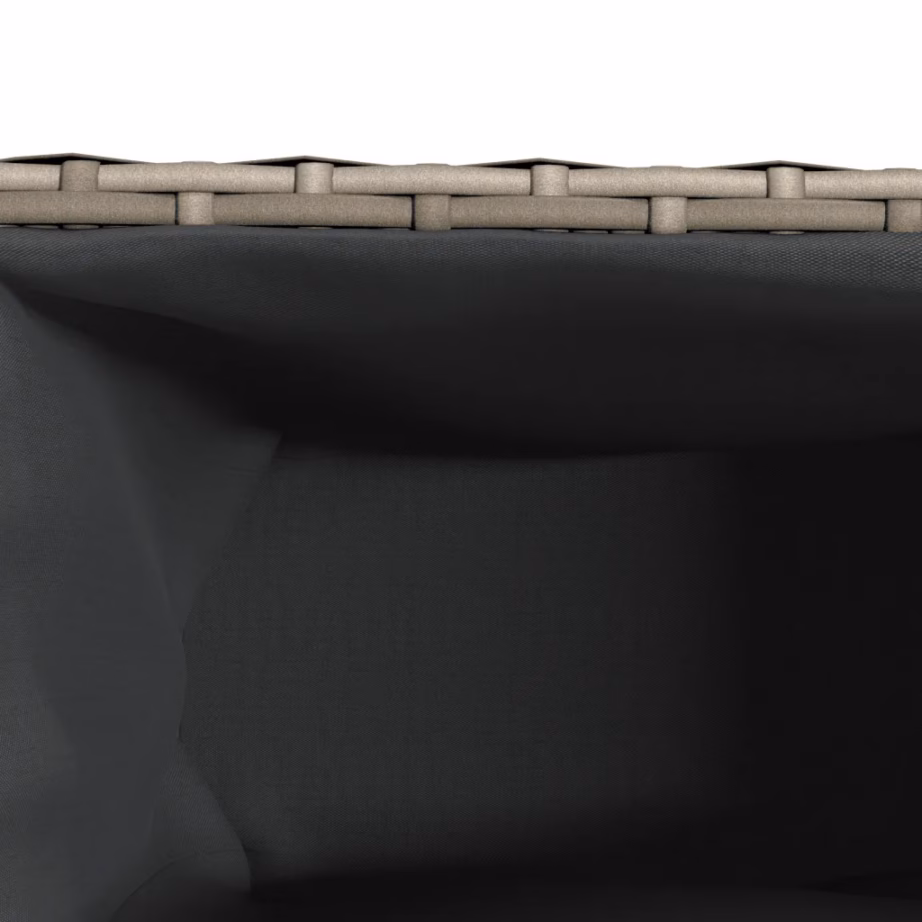 Pulbervärvitud terasraamiga hall polürotangist taimekast 3 riidest sisepotiga, 2 tk, 105 x 30 x 32 cm – 11