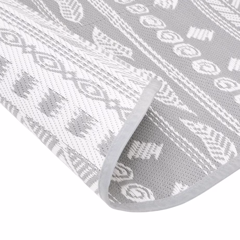 Ümberpööratav hall õuevaip ARAKIL, jacquard-mustriga, Ø 160 cm, polüpropüleen – 5