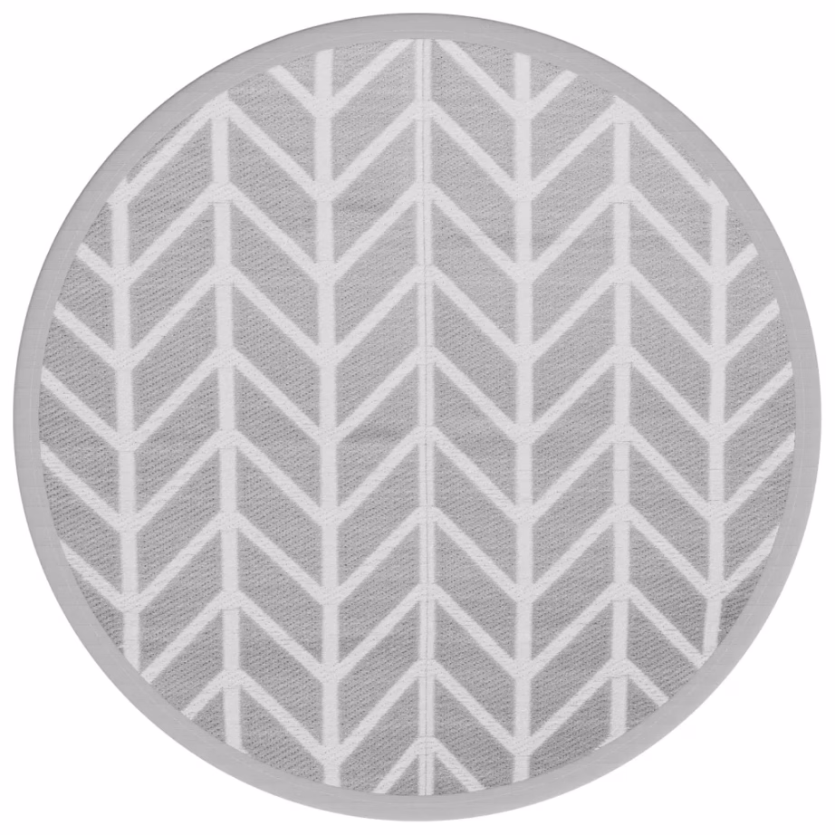 Ümmargune õuevaip ARAKIL, hall jacquard-muster, Ø 120 cm, polüpropüleen – 2