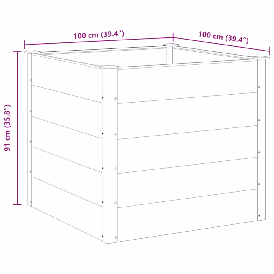 Aia taimelava WPC-st ja alumiiniumist, hall, 100 x 100 x 91 cm – 8