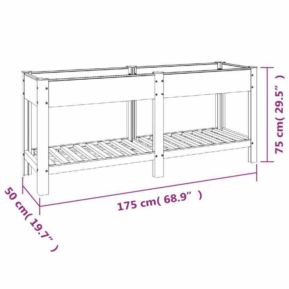 Hall WPC aia taimelava alumise riiuliga, 175 x 50 x 75 cm – 7
