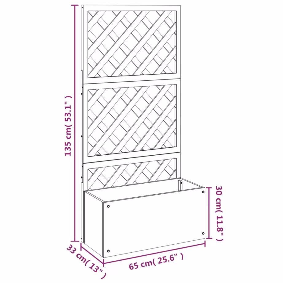 Hall WPC võreseinaga taimekast, 65 x 33 x 135 cm – 8