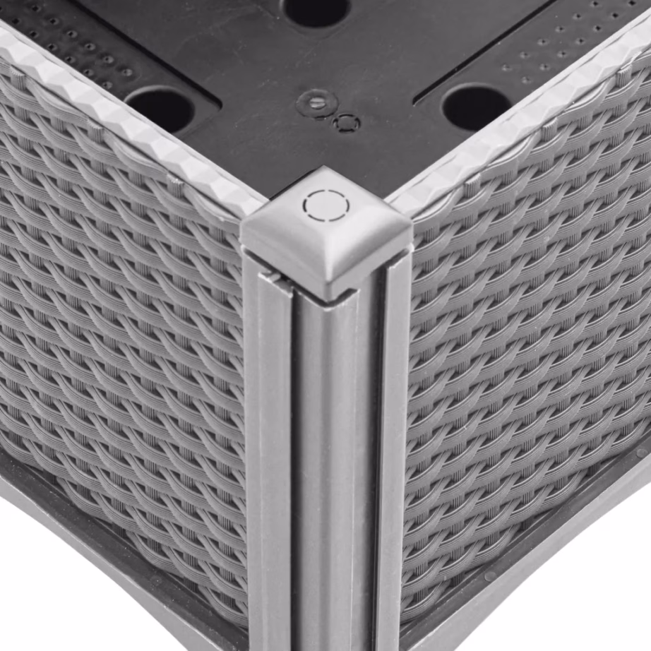 Kõrgendatud taimekast jalgadel, rotangimustriga, helehall, PP, 80 x 40 x 42 cm – 6