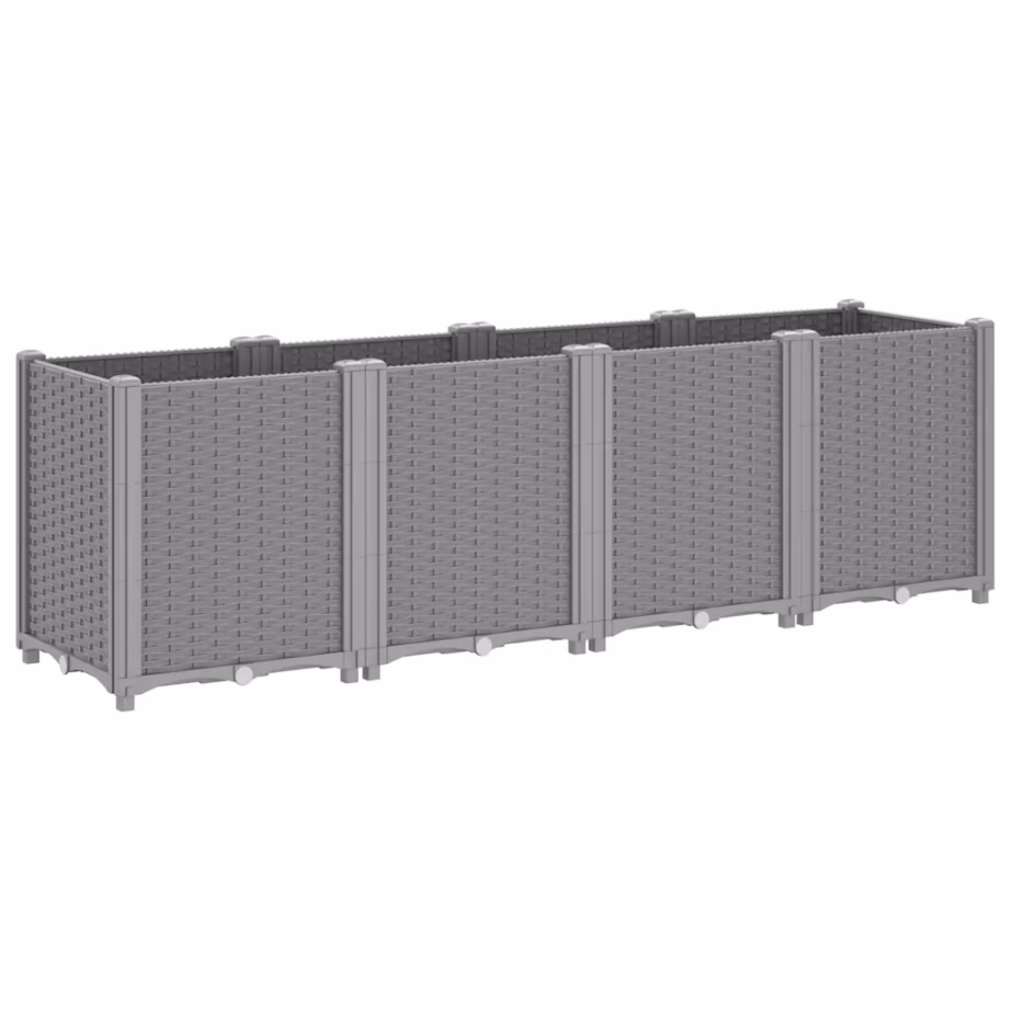 Helehall modulaarne aia taimekast 4 lillekastiga, PP, 160 x 40 x 53 cm – 5