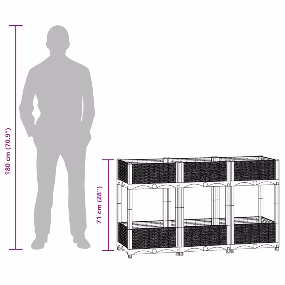Helehall taimelava rotangimustriga, polüpropüleen, 120 x 40 x 71 cm – 8
