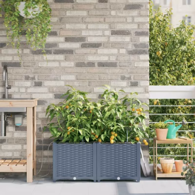 Aia istutuskastid kastmissüsteemiga, 2 tk, helehall teras, 80 x 40 x 37,5 cm