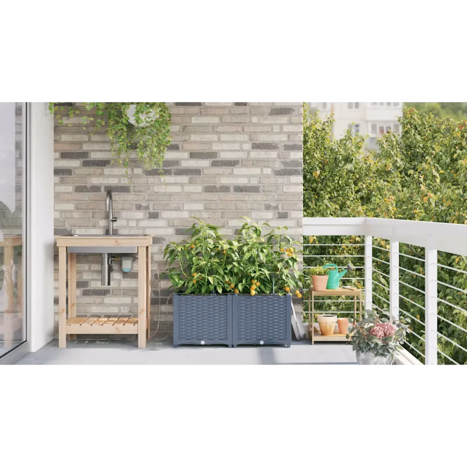 Aia istutuskastid kastmissüsteemiga, 2 tk, helehall teras, 80 x 40 x 37,5 cm – 4