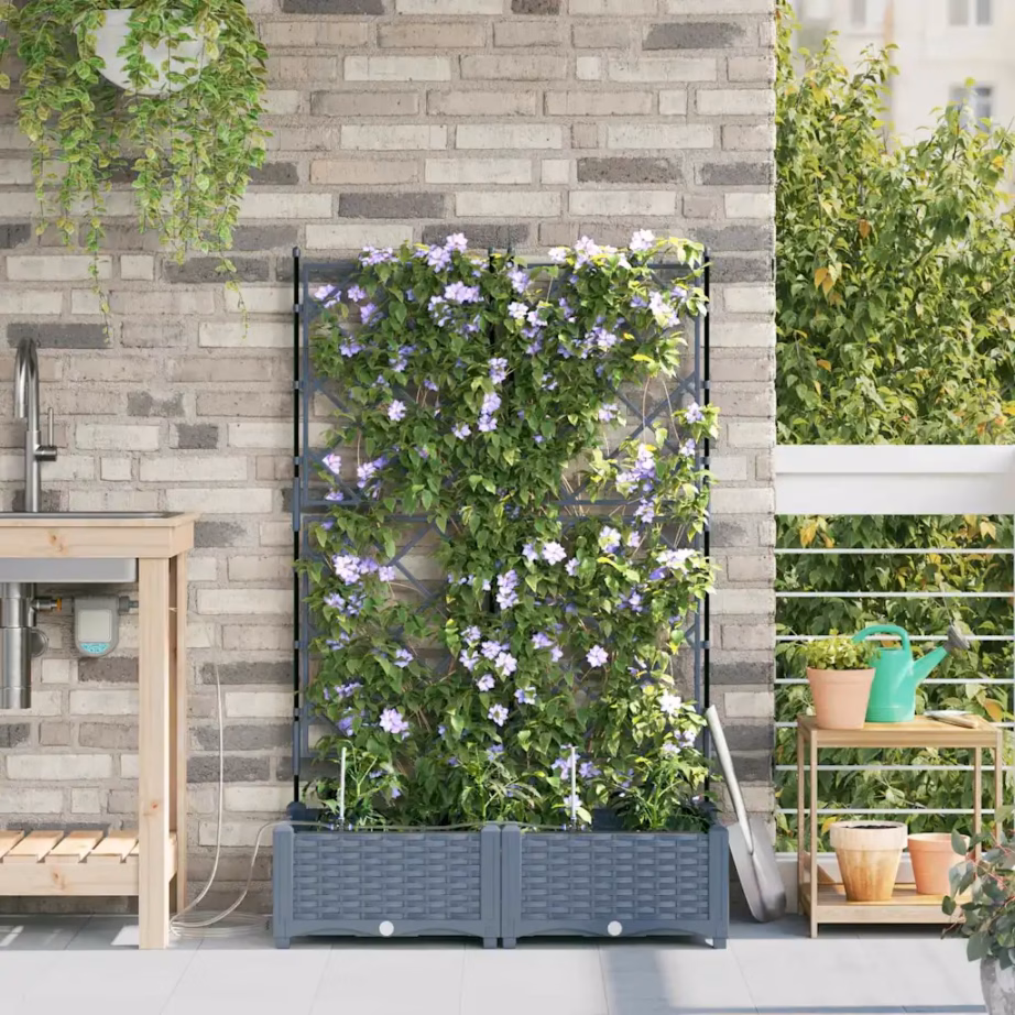 Aia istutuskast ronitaimede tugiraamiga, 2 tk, helehall teras, 80 x 40 x 126 cm – 3