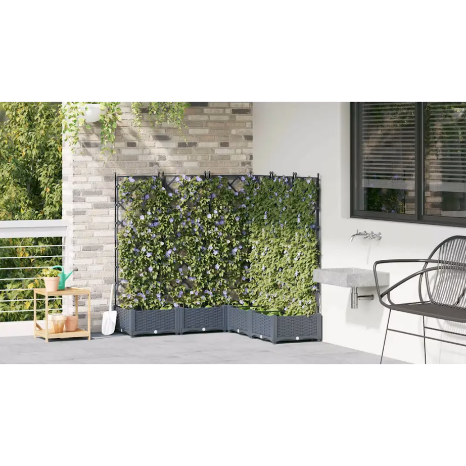 Aia istutuskastid trelliseintega, 5 tk, helehall teras, 120 x 120 x 125,5 cm – 4