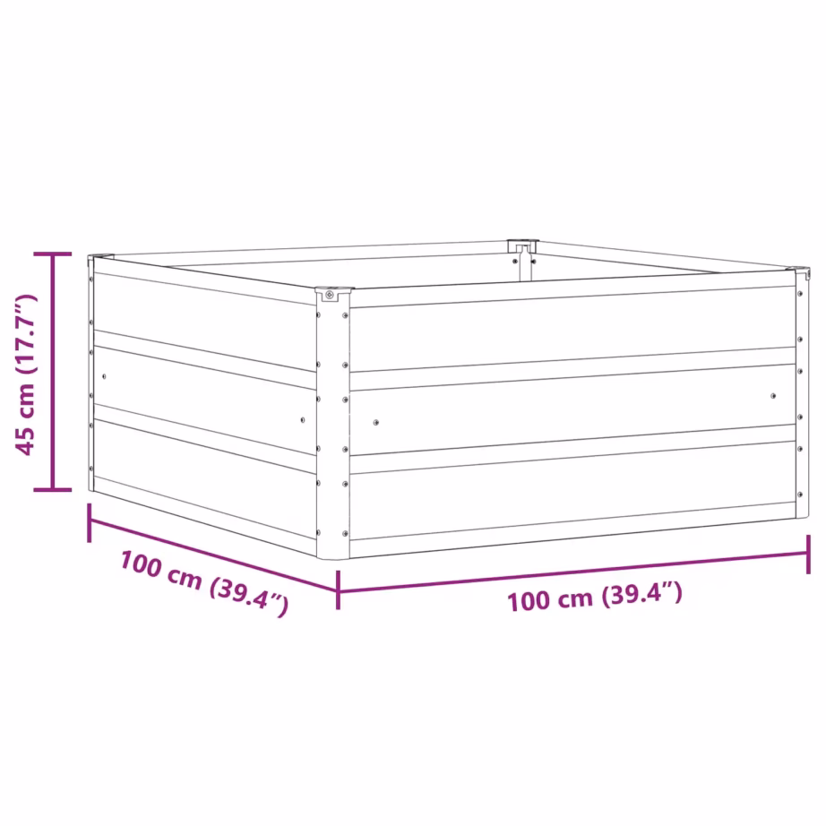 Taimekast, helehall teras, 100 x 100 x 45 cm – 7