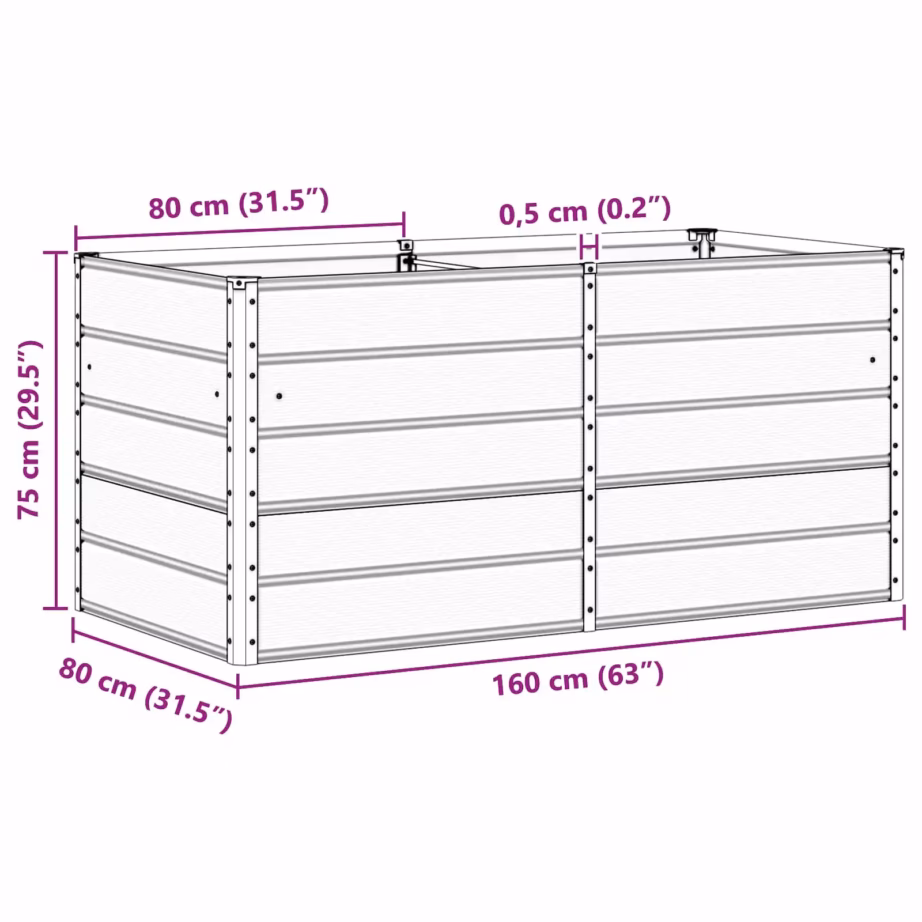 Helehall terasest taimekast, 160 x 80 x 75 cm – 7