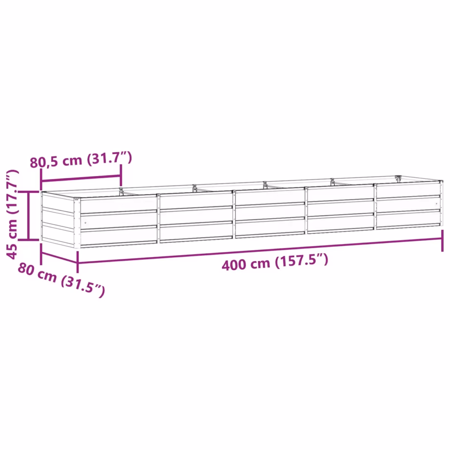 Helehall terasest taimekast 400 x 80 x 45 cm – 6