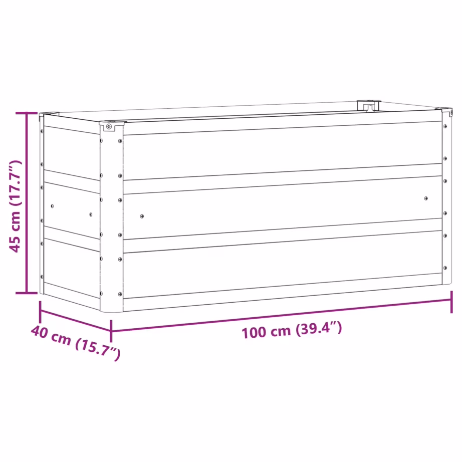 Taimekast aeda ja terrassile, helehall teras, 100 x 40 x 45 cm – 7