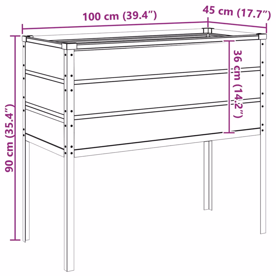 Kõrge tsingitud terasest taimekast, helehall, 100 x 45 x 90 cm – 9